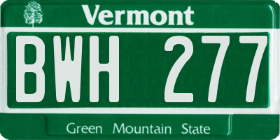 VT license plate BWH277
