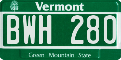 VT license plate BWH280