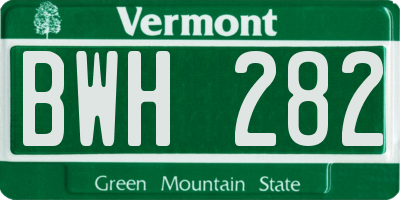 VT license plate BWH282
