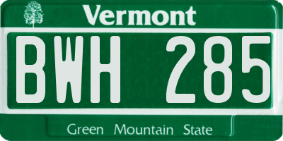 VT license plate BWH285
