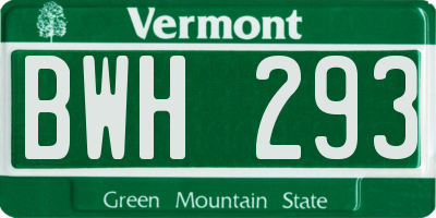VT license plate BWH293