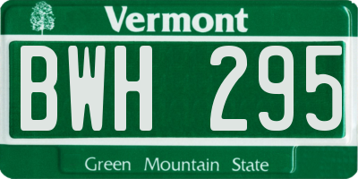 VT license plate BWH295