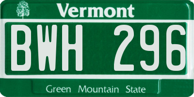 VT license plate BWH296