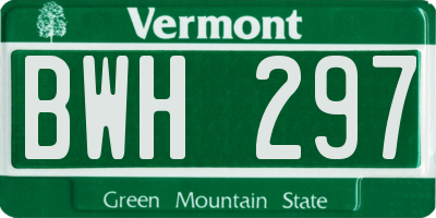 VT license plate BWH297