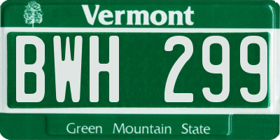 VT license plate BWH299