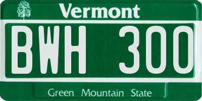 VT license plate BWH300