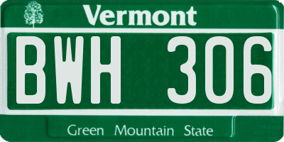 VT license plate BWH306