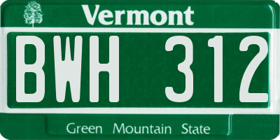 VT license plate BWH312