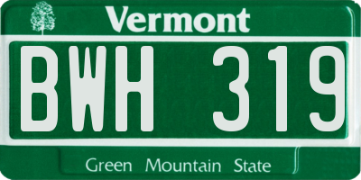 VT license plate BWH319