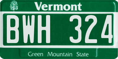 VT license plate BWH324