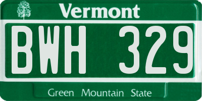 VT license plate BWH329