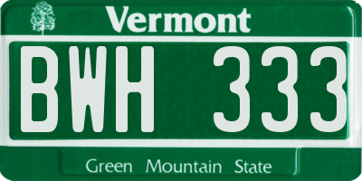 VT license plate BWH333