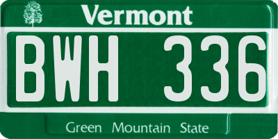 VT license plate BWH336