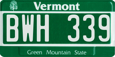 VT license plate BWH339