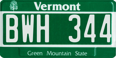 VT license plate BWH344