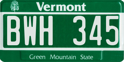 VT license plate BWH345