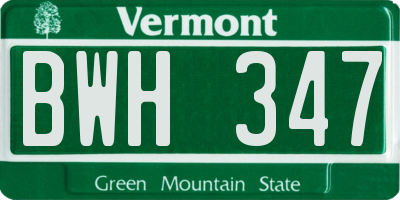 VT license plate BWH347