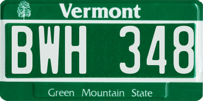 VT license plate BWH348