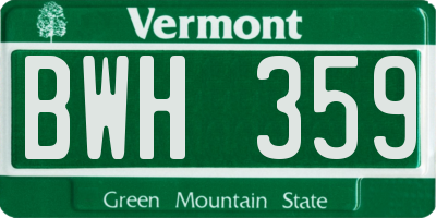 VT license plate BWH359