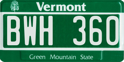 VT license plate BWH360