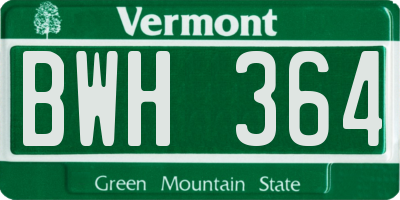 VT license plate BWH364