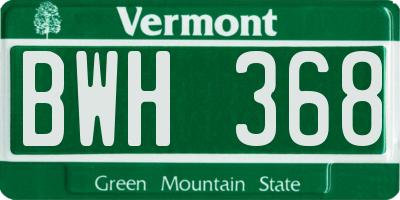 VT license plate BWH368