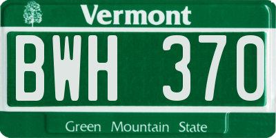 VT license plate BWH370