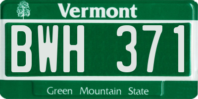 VT license plate BWH371
