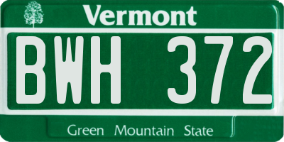 VT license plate BWH372