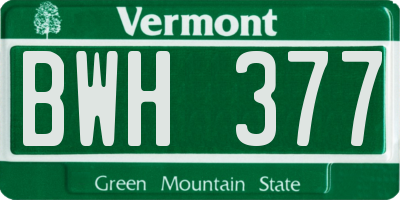 VT license plate BWH377