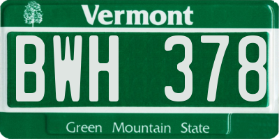 VT license plate BWH378