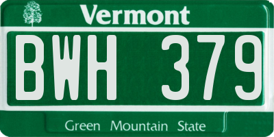 VT license plate BWH379