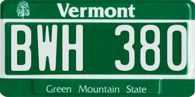 VT license plate BWH380