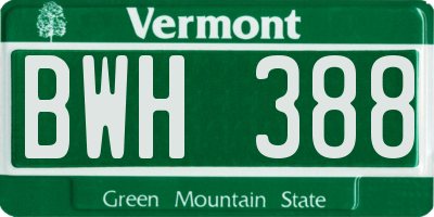 VT license plate BWH388