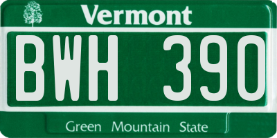 VT license plate BWH390