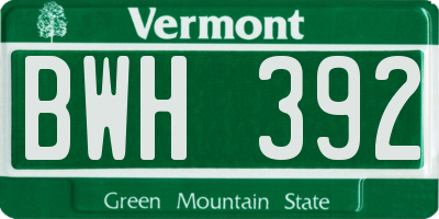 VT license plate BWH392