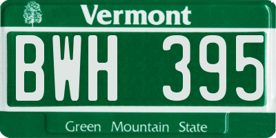 VT license plate BWH395