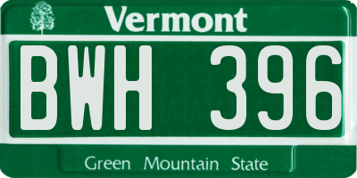 VT license plate BWH396