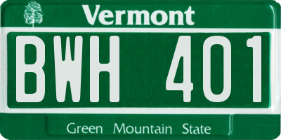 VT license plate BWH401
