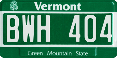 VT license plate BWH404