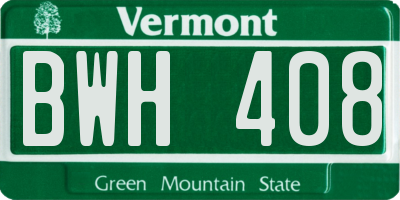 VT license plate BWH408