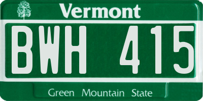 VT license plate BWH415