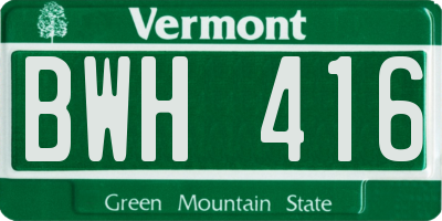 VT license plate BWH416