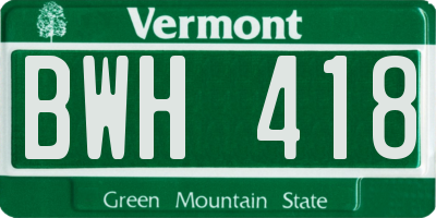 VT license plate BWH418