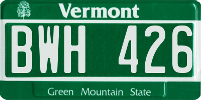 VT license plate BWH426
