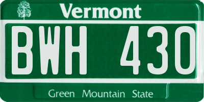 VT license plate BWH430