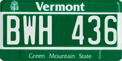VT license plate BWH436