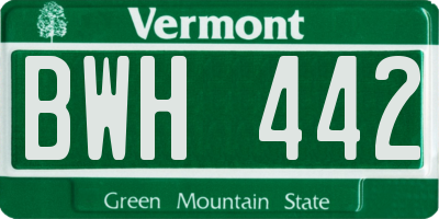 VT license plate BWH442