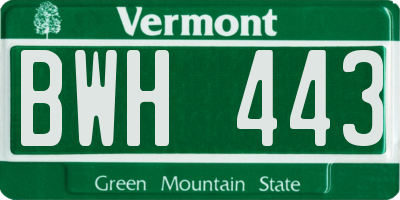 VT license plate BWH443