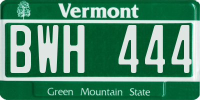 VT license plate BWH444